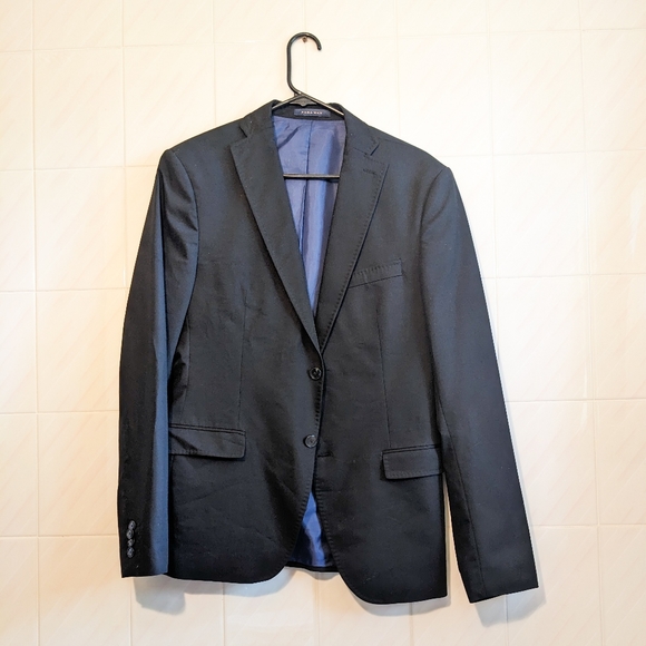 Zara Man Black Suit Jacket with Blue Lining - Picture 4 of 15